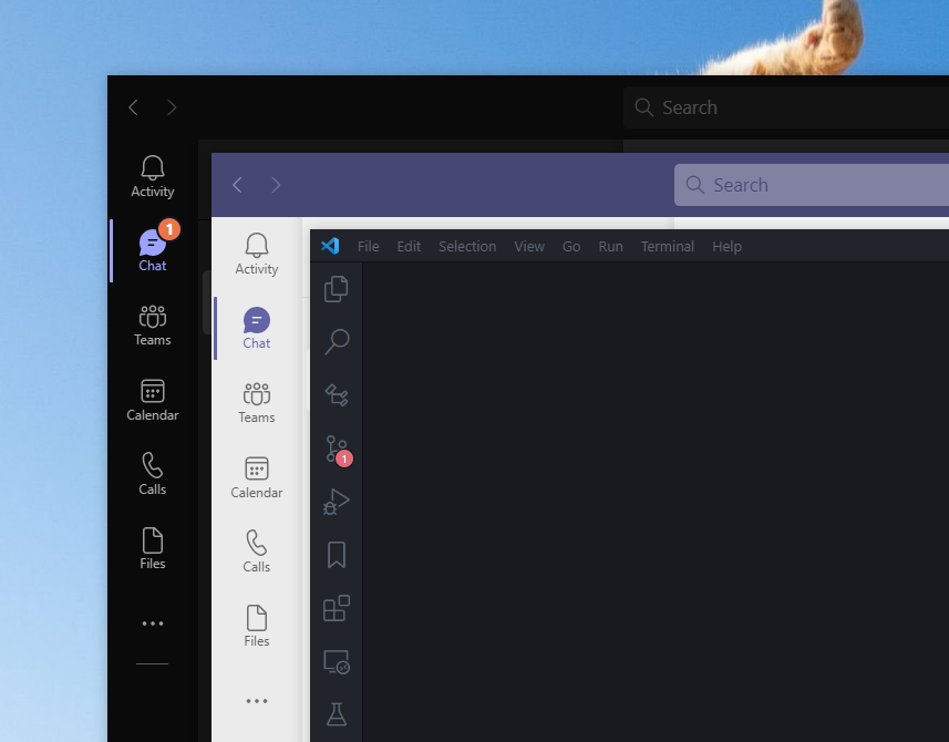 Two Microsoft Teams instances running on Windows 10